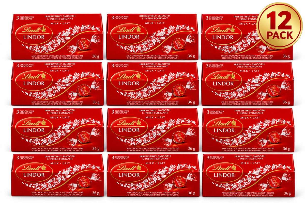 Lindt LINDOR Milk Chocolate Truffles Gift Box, 12-Pack, 36g Each