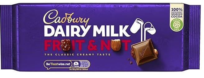 Cadbury Dairy Milk FRUIT&NUT Bar, 180 g (2) - Sal Sale inc