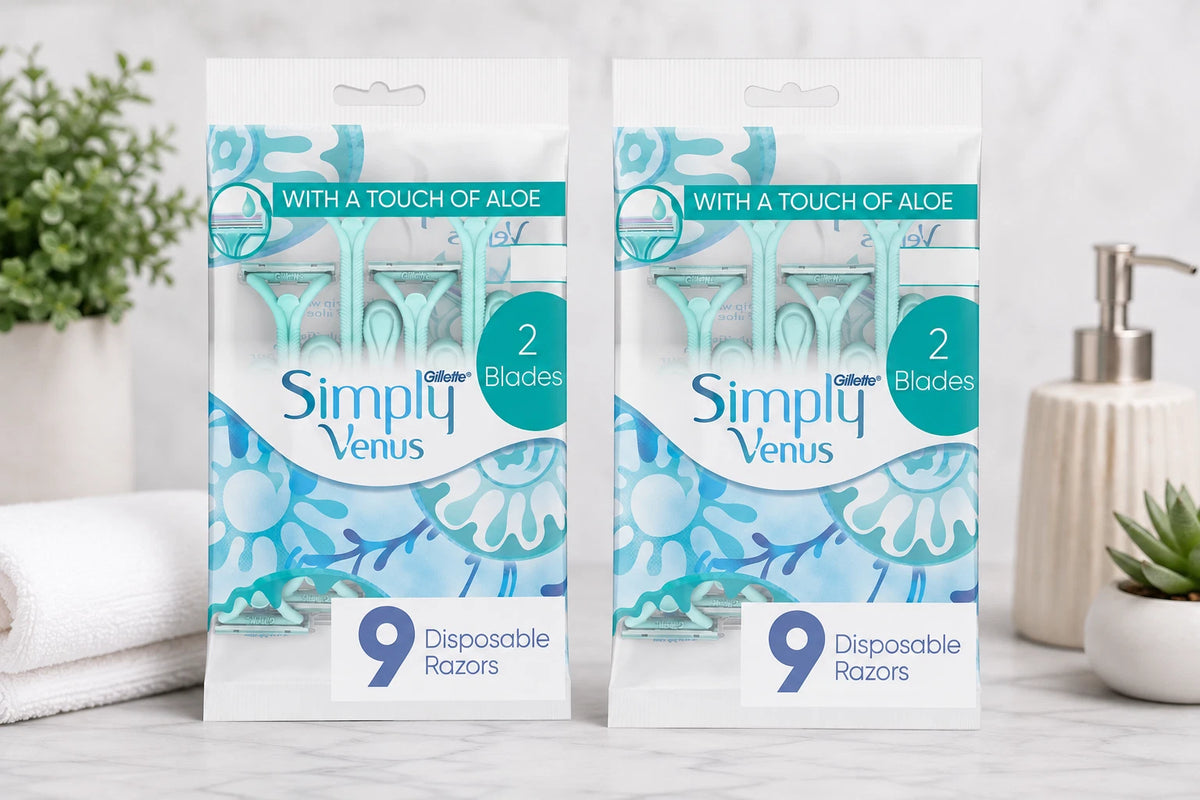 Gillette Simply Venus 2-Blade Disposable Razors for Women with Aloe, 18 Count
