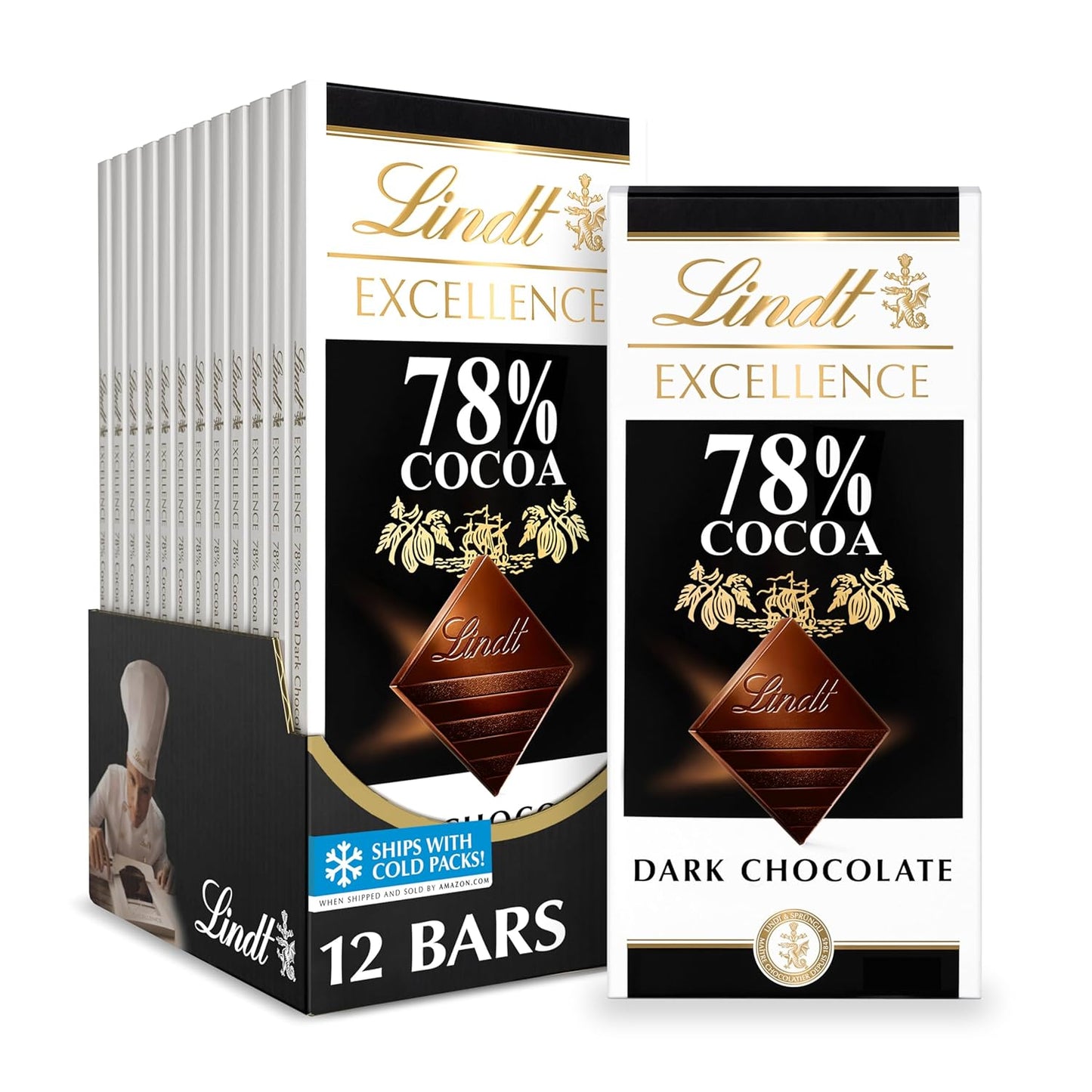 Lindt Dark Chocolate Bar, Dark Chocolate Candy. Multiple Flavors
