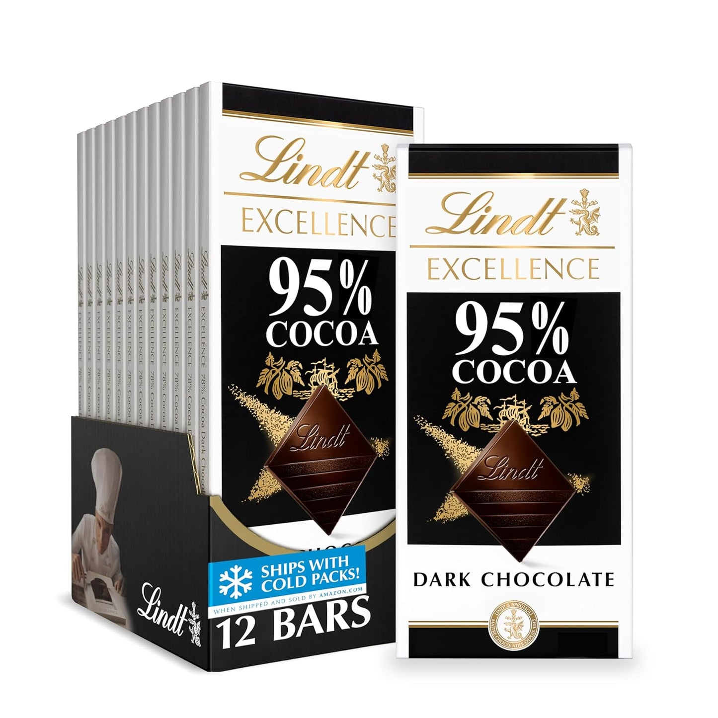 Lindt Dark Chocolate Bar, Dark Chocolate Candy. Multiple Flavors