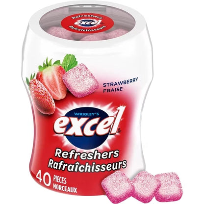 EXCEL Refreshers Strawberry Sugar-Free Chewing Gum, 40 Pieces, Pack of 6
