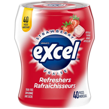 EXCEL Refreshers Strawberry Sugar-Free Chewing Gum, 40 Pieces, Pack of 6