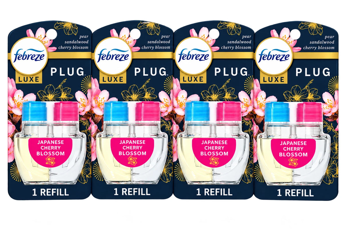 Febreze Plug-In Air Freshener Refills, Japanese Cherry Scent, 4-Pack