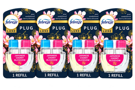 Febreze Plug-In Air Freshener Refills, Japanese Cherry Scent, 4-Pack