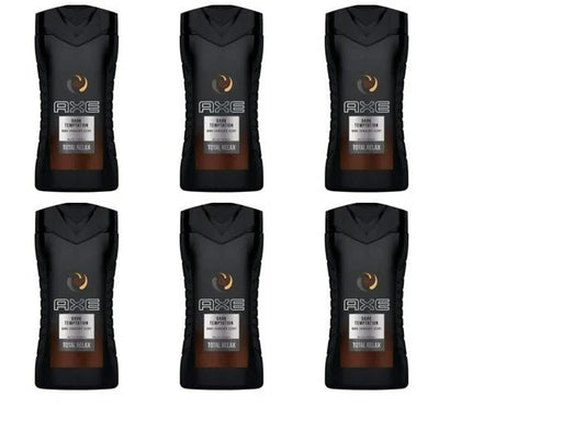AXE Dark Temptation Body Wash Total Relax Dark Chocolate Scent, 250 mL. 6 Pack - ARILON