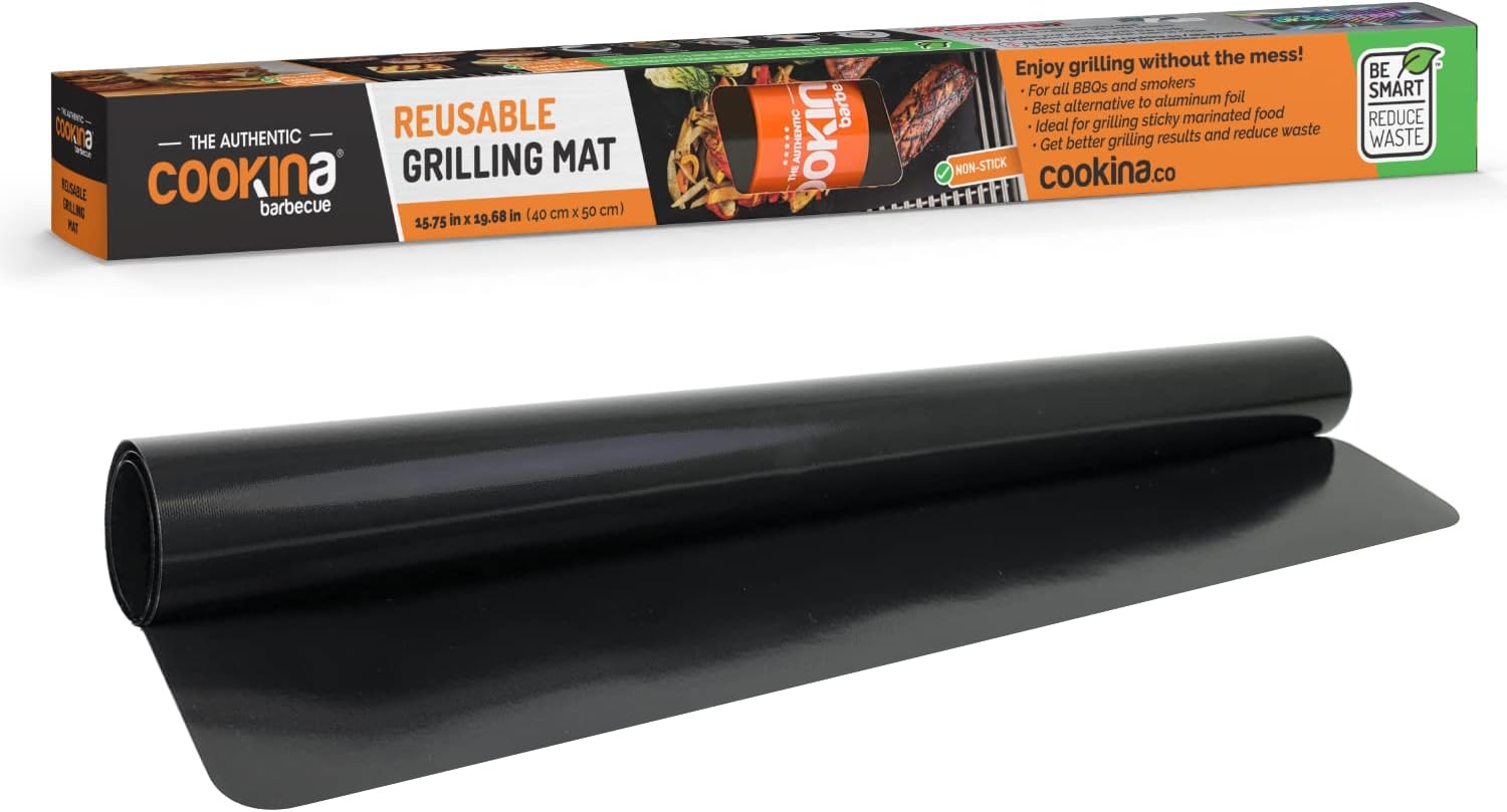 BBQ Reusable Mat - 100% Non - Stick, Easy to Clean Grilling Sheet for Smokers, as Well as Gas, Charcoal and Electric Barbecues, Single Pack, Black - Sal Sale inc
