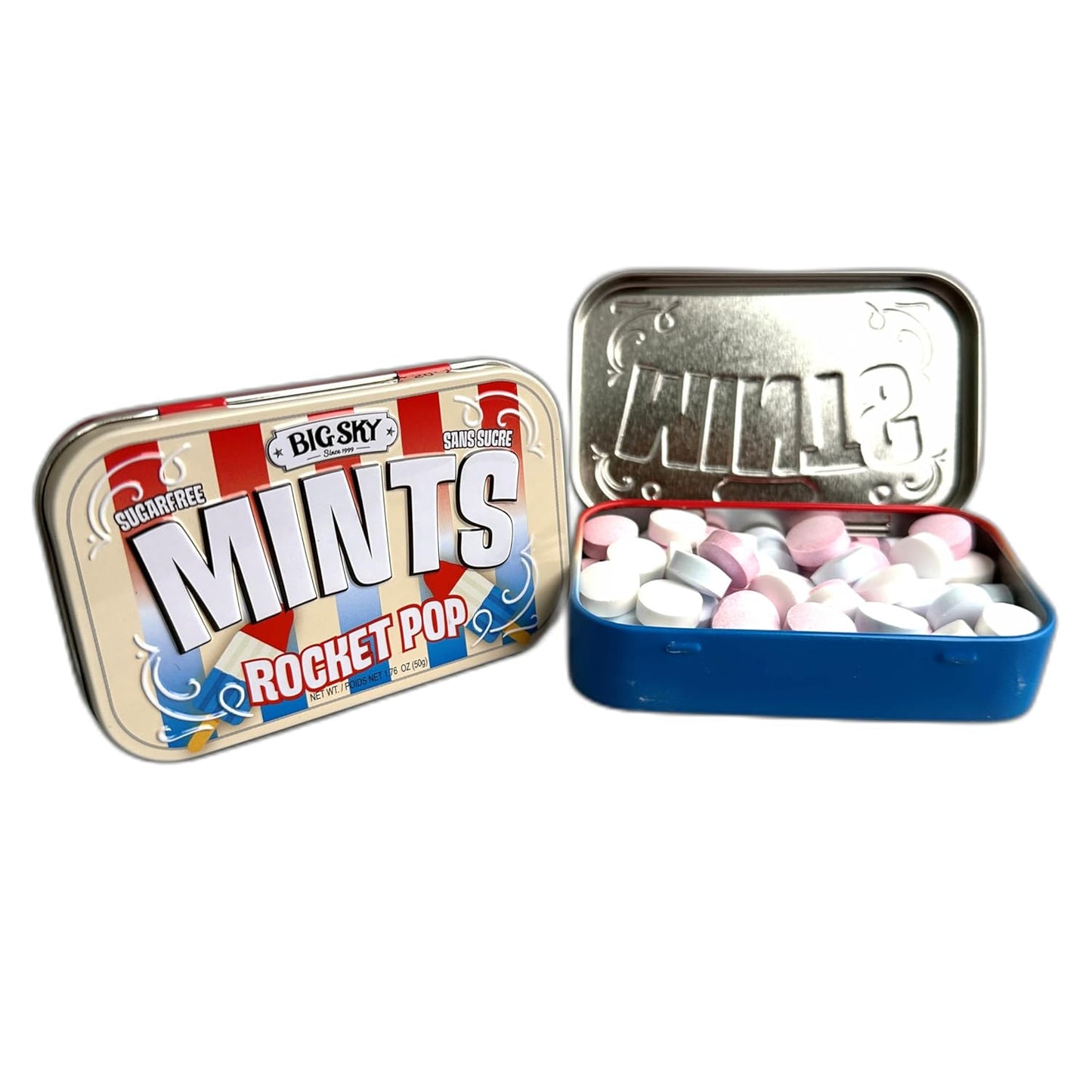 Big Sky Sugar Free Mints Rocket Pop | No Artificial Colors or Flavors | Kosher, Vegan, Gluten Free | Aspartame & Xylitol Free | 50 Count Tin (Pack of 6) - Sal Sale inc