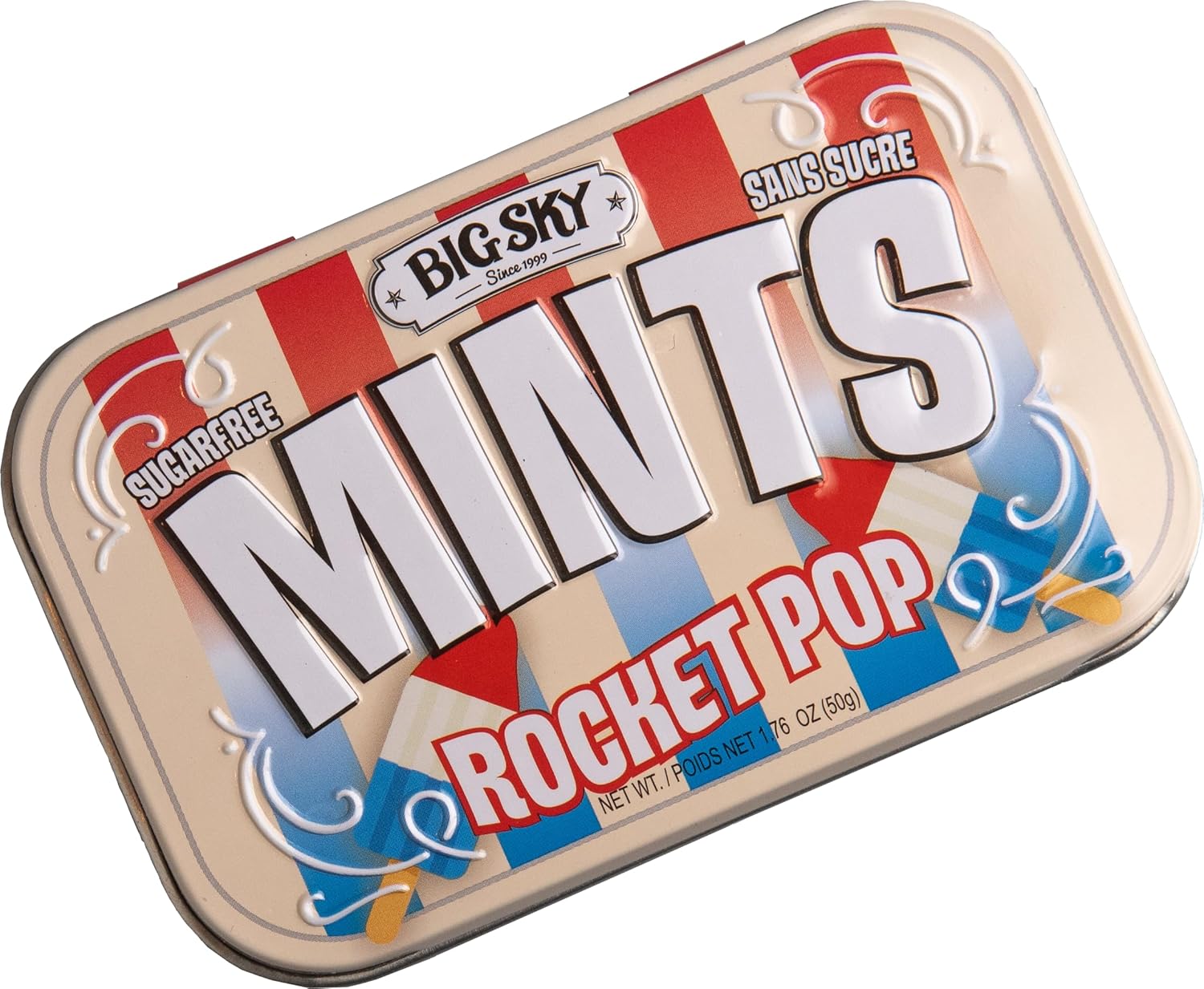 Big Sky Sugar Free Mints Rocket Pop | No Artificial Colors or Flavors | Kosher, Vegan, Gluten Free | Aspartame & Xylitol Free | 50 Count Tin (Pack of 6) - Sal Sale inc