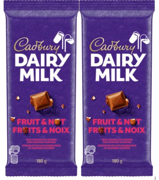 Cadbury Dairy Milk FRUIT&NUT Bar, 180 g (2) - Sal Sale inc