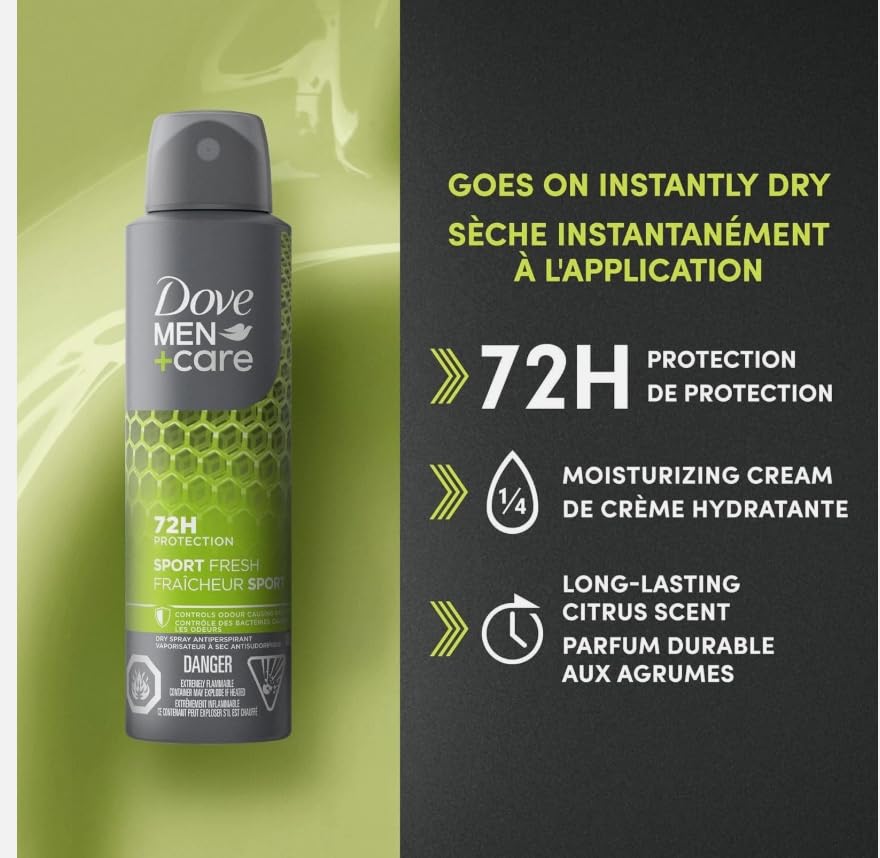 DOVE Men + care anti perspirant long lasting fragrance deodorant sport fresh triple defense technology 72 hour protection - Sal Sale inc