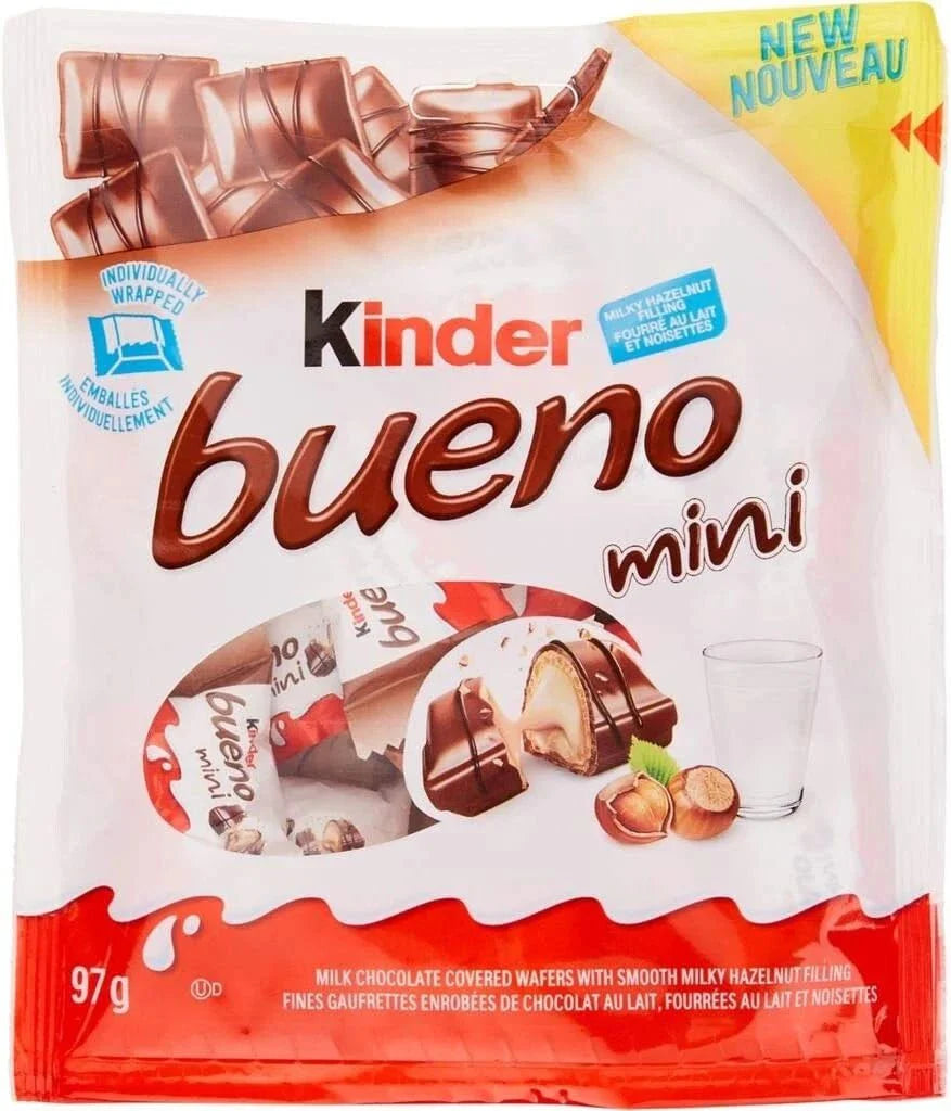 KINDER BUENO Mini Milk Chocolate and Hazelnut Cream Candy Bars, 18 Count, - ARILON