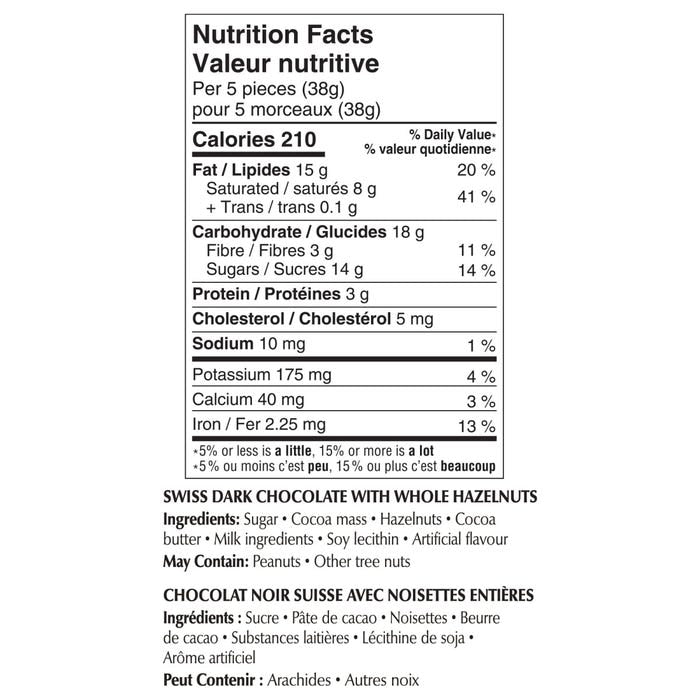 Lindt SWISS CLASSIC Dark Chocolate and Hazelnut Bar, 300g - ARILON