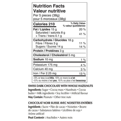 Lindt SWISS CLASSIC Dark Chocolate and Hazelnut Bar, 300g - ARILON