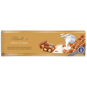 Lindt SWISS CLASSIC Gold Hazelnut Milk Chocolate Bar, 300g - ARILON