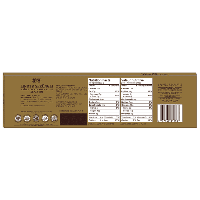 Lindt SWISS CLASSIC Gold Surfin Dark Chocolate Bar, 300g - ARILON