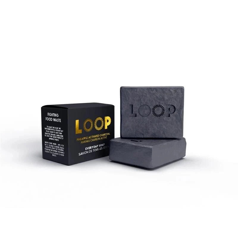 LOOP PINEAPPLE ACTIVATED CHARCOAL SOAP - PACKAGING OF 2QT, 6 Pack - ARILON