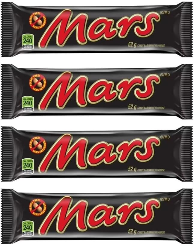 Mars Chocolate Candy Bar, 2.2 oz, Caramel, Nougat, Milk Chocolate (4 full size bars) - Hershy1