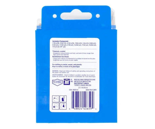 Mastercraft Titanium Twist Drill Bit Set | 100 - Piece Coated High Speed Steel - ARILON