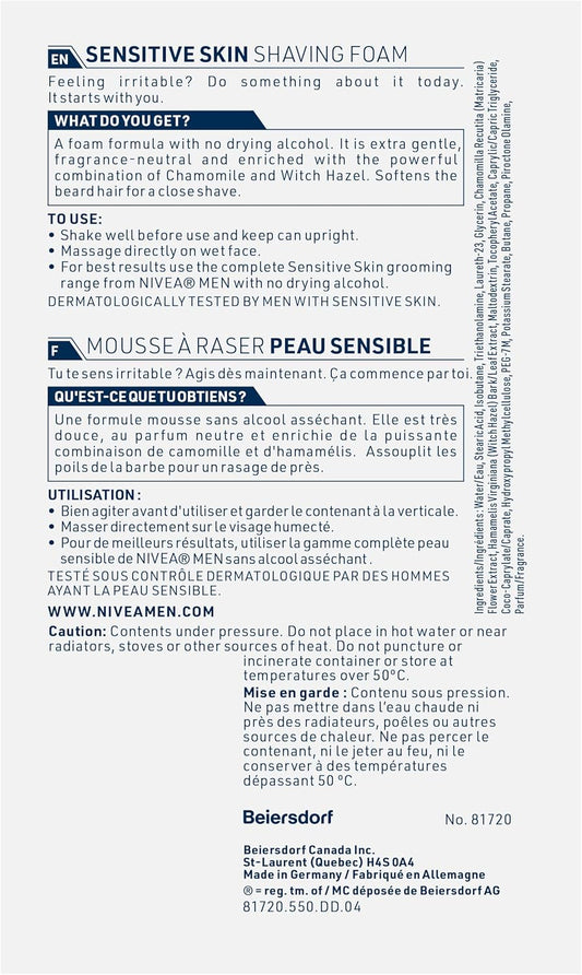 Nivea Men's 6.7 - ounce Sensitive Shaving Foam Pack of 1 - ARILON