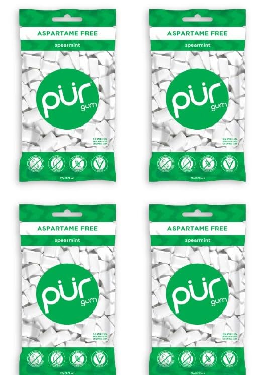 PUR Spearmint Chewing Gum, Sugar - Free, Aspartame - Free, Xylitol - Based,330 Pieces, 4 Pack - Sal Sale inc