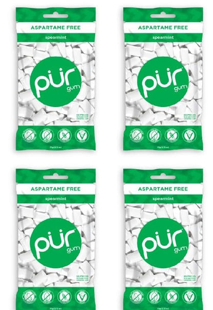 PUR Spearmint Chewing Gum, Sugar - Free, Aspartame - Free, Xylitol - Based,330 Pieces, 4 Pack - Sal Sale inc