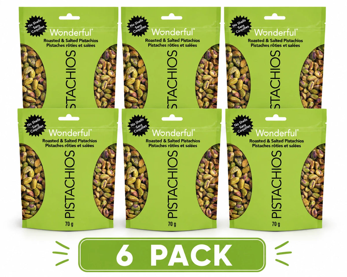 Wonderful Pistachios No Shell Roasted & Salted Pistachios, 6 Pack, 14.8 oz Total