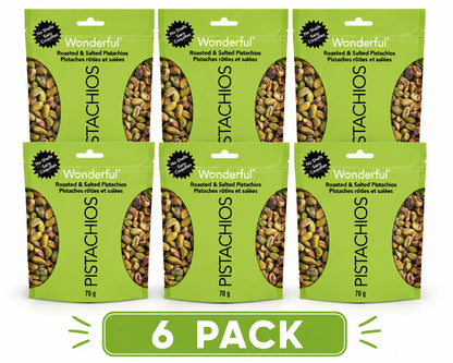 Wonderful Pistachios No Shell Roasted & Salted Pistachios, 6 Pack, 14.8 oz Total