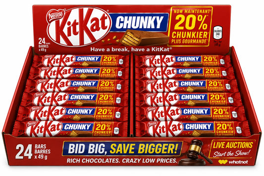 Nestlé Canadian KitKat Chunky Milk Chocolate Bars, 49g Each, 24 Pack