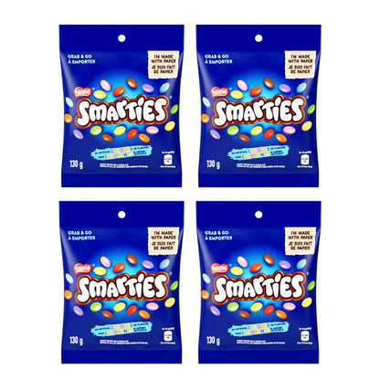 SMARTIES Candy Coated Milk Chocolate Pouch, 130g, 4 Pack - Sal Sale inc