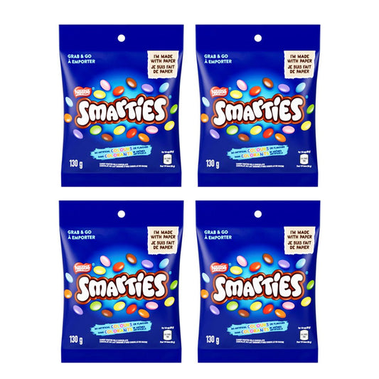 SMARTIES Candy Coated Milk Chocolate Pouch, 130g, 4 Pack - Sal Sale inc