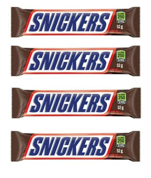 SNICKERS, Peanut Milk Chocolate Candy Bar, Full Size Bars1.07 oz each (4 full size bars) - Hershy1