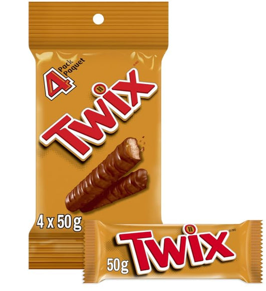 TWIX, Caramel Cookie Chocolate Candy Bar, Full Size Bar, 50g per bar (4 full size bars) - Hershy1