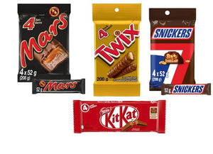 VARIETY CHOCOLATE BARS, PACK of 16 4 Mars, 4 Twix, 4 Snickers,4Kit Kat - Sal Sale inc